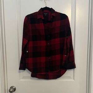 Madewell Red and Black Plaid Button-Down Shirt